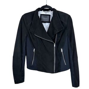 Marc New York Black Suede Leather Moto Jacket Size Medium